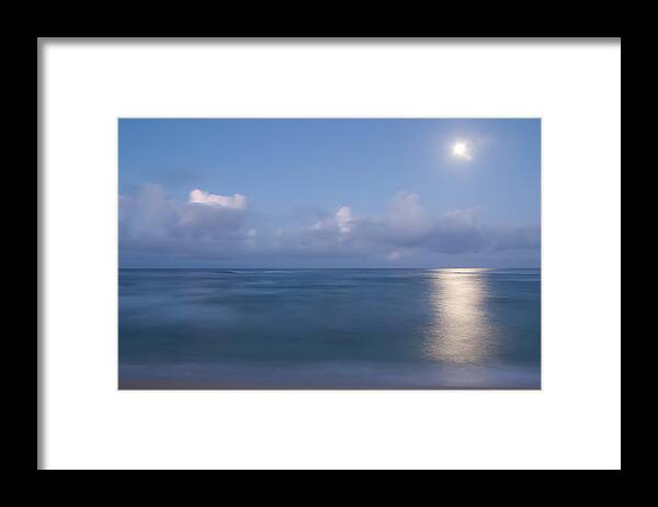 Ocean Framed Print featuring the photograph Pastel Moonset by Roger Mullenhour
