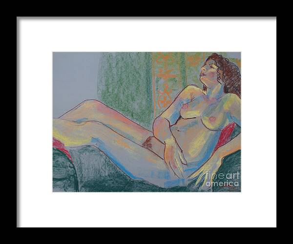 Nude Framed Print featuring the drawing Pastel Nude by Joanne Claxton