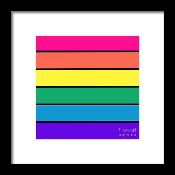 Rainbow Framed Print featuring the digital art Pastel Rainbow Stripes by Johari Smith