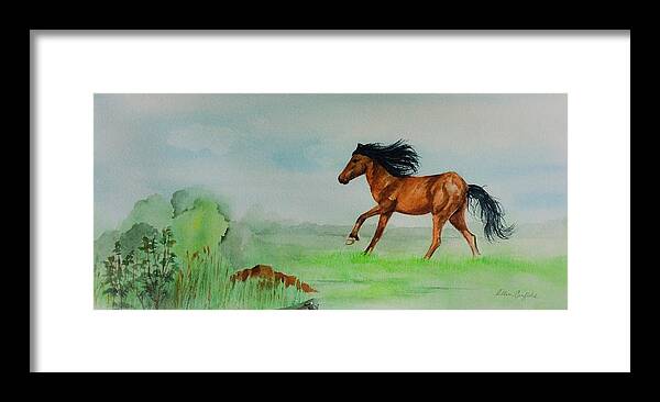 Horse Framed Print featuring the painting Pasture by Ellen Canfield