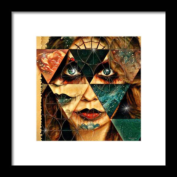 Digital Art Framed Print featuring the digital art Patchwork Zombie Lady by Artful Oasis