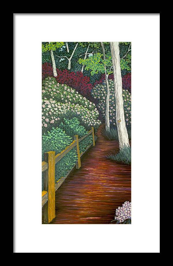 Pathway Framed Print featuring the pastel Pathway Home through Mountain Laurel Blooms by Michele Fritz