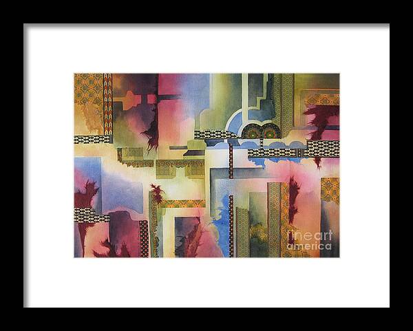 Abstract Framed Print featuring the painting Pathways by Deborah Ronglien