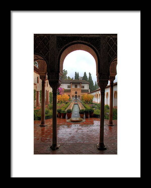 Granada Framed Print featuring the photograph Patio de la Acequia Palace View by Levin Rodriguez