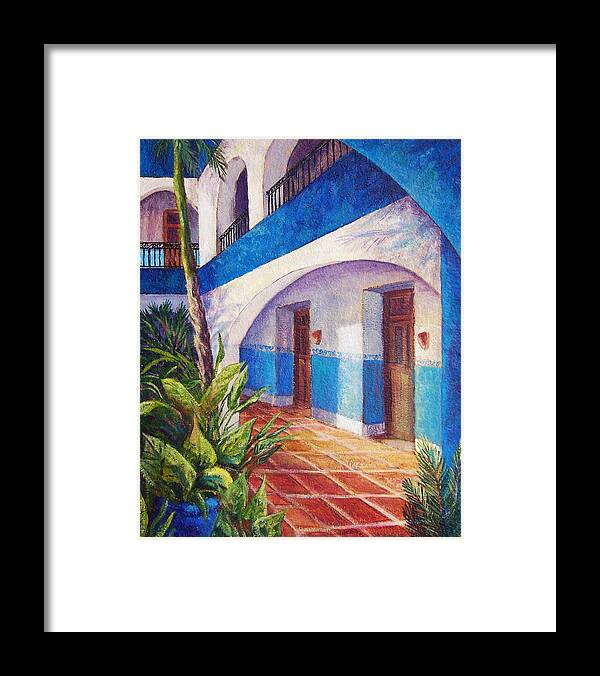 Interior View Framed Print featuring the painting Patio in Merida by Candy Mayer