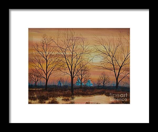 Potomac River Framed Print featuring the painting Patomac River Sunset by AnnaJo Vahle