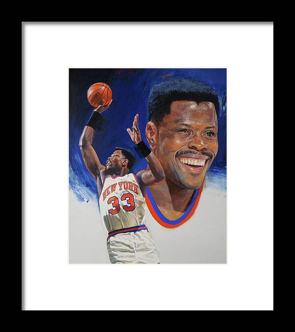 Oil/alkyd Framed Print featuring the painting Patrick Ewing by Cliff Spohn