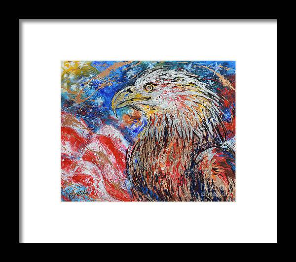 Patriotic Framed Print featuring the painting Patriotic Eagle by Jyotika Shroff