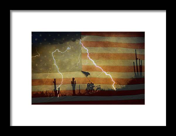 Lightning Framed Print featuring the photograph Patriotic Operation Desert Storm by James BO Insogna