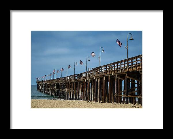Ventura Framed Print featuring the photograph Patriotic Pier by Pamela Newcomb