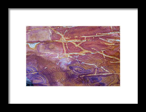 Patterns Framed Print featuring the photograph Patterns in Rock 6 by Kathy Adams Clark