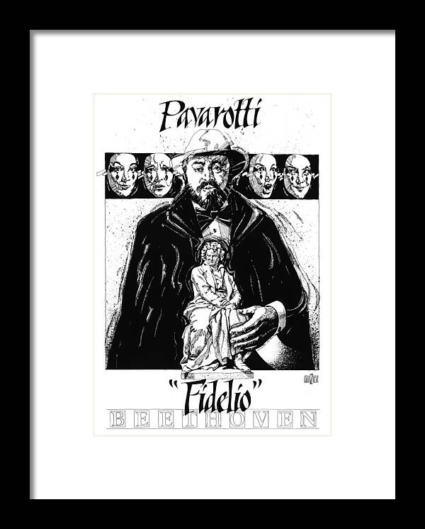Pavarotti Framed Print featuring the digital art Pavarotti Fidelio Inking by Garth Glazier