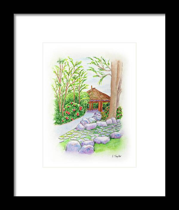 Gazebo Framed Print featuring the painting Pavilion Pathway by Lori Taylor