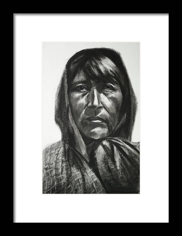 Portrait Framed Print featuring the drawing Woman of Pyramid Lake by Jordan Henderson