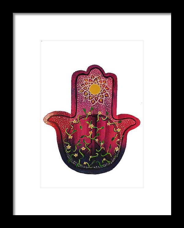 Hamsa Framed Print featuring the painting Peace Hamsa by Patricia Arroyo