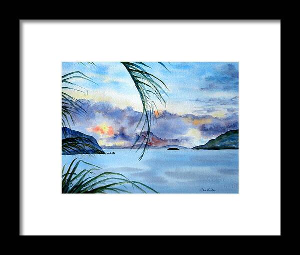 Sunset Framed Print featuring the painting Peace in the Caribbean by Diane Kirk