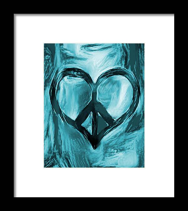 Peace Framed Print featuring the digital art Peace Of My Heart - Teal by Artistic Mystic