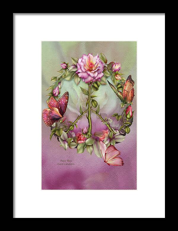 Rose Framed Print featuring the mixed media Peace Rose by Carol Cavalaris