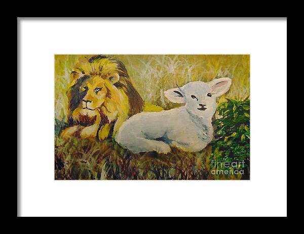 Lion Framed Print featuring the painting Peace by Saundra Johnson