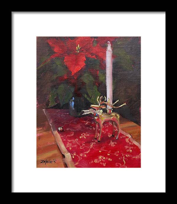 Christmas Framed Print featuring the painting Peace to All by Laura Lee Zanghetti