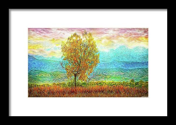 Joelbrucewallach Framed Print featuring the digital art Peace Tree Sunset by Joel Bruce Wallach