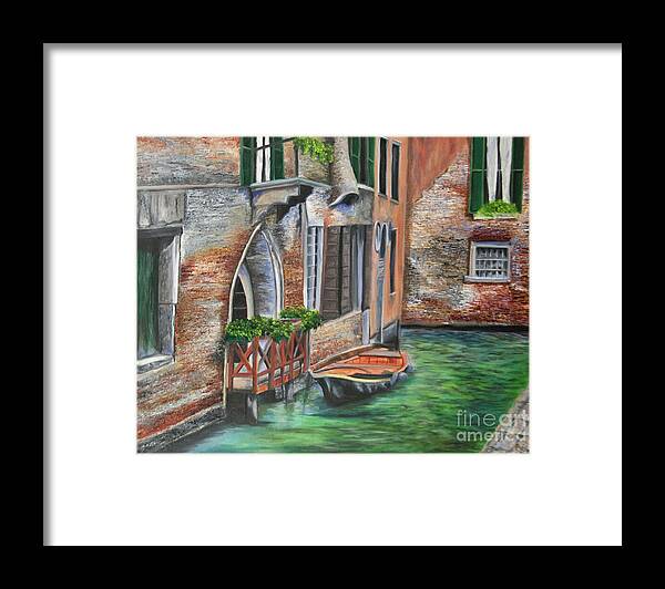 Venice Paintings Framed Print featuring the painting Peaceful Venice Canal by Charlotte Blanchard