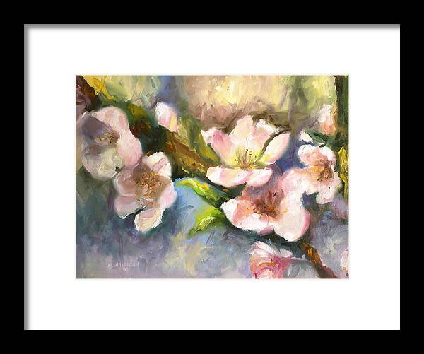 Peach Blossoms Framed Print featuring the painting Peach Blossoms by Melissa Herrin