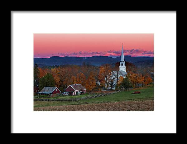 Vermont Framed Print featuring the photograph Peacham Village Fall Evening by Tim Kirchoff
