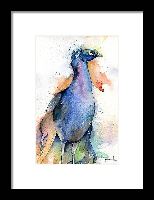 Bird Framed Print featuring the painting Peacock by Sean Parnell