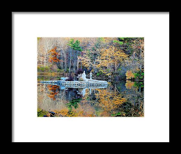 Peak Autumn Reflection Framed Print featuring the painting Peak Autumn reflection 5 by Jeelan Clark