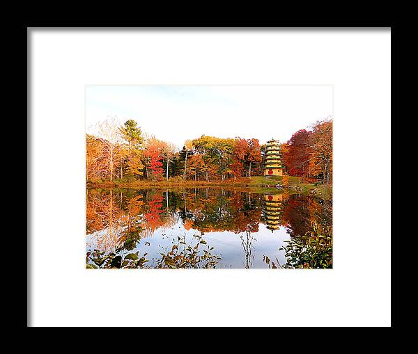 Peak Autumn Reflection Framed Print featuring the painting Peak Autumn reflection 7 by Jeelan Clark