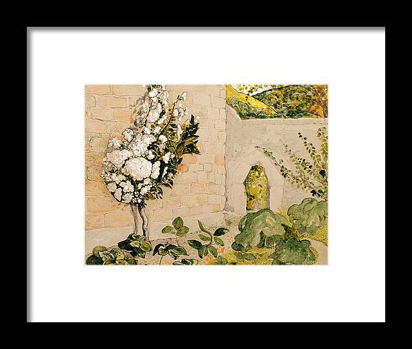 Samuel Palmer Framed Print featuring the painting Pear Tree in a Walled Garden by Samuel Palmer