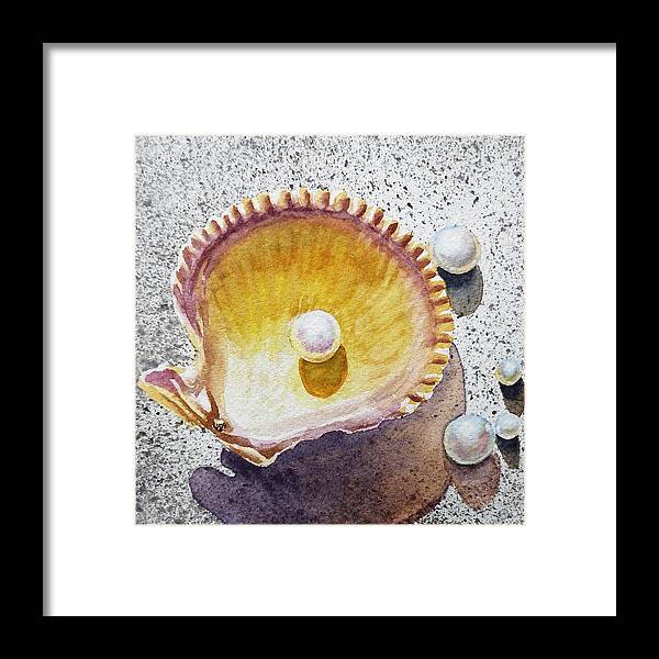 Seashell Framed Print featuring the painting Pearl In The Seashell by Irina Sztukowski