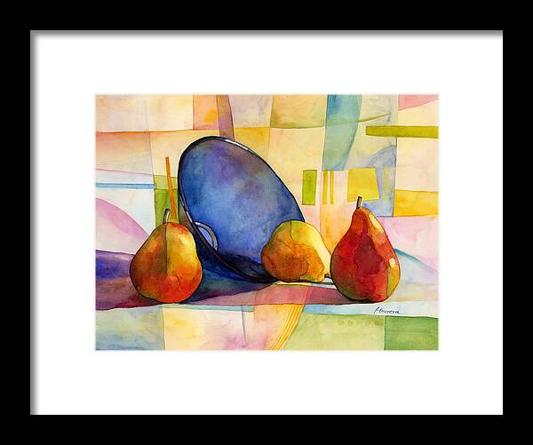 Pear Framed Print featuring the painting Pears and Blue Bowl by Hailey E Herrera