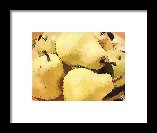Pears In Yellow Framed Print featuring the digital art Pears in amarillo by Tg Devore