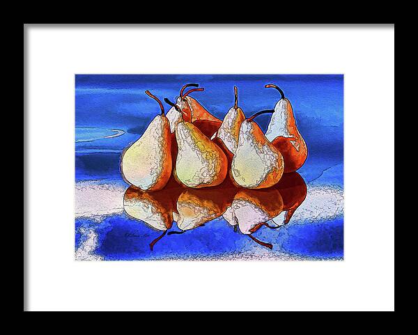 Pears Framed Print featuring the digital art 7 Golden Pears by OLena Art by Lena Owens - Vibrant DESIGN
