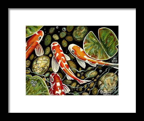 Koi Fish Framed Print featuring the painting Pebbles and Koi by Elizabeth Robinette Tyndall