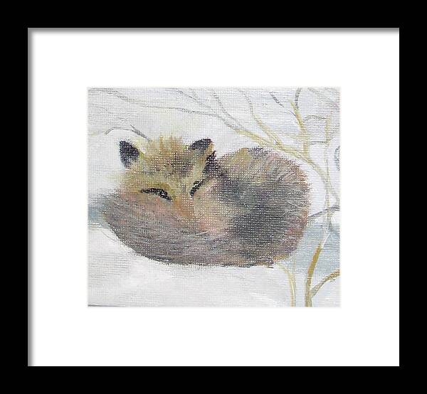 Fox Framed Print featuring the painting Peek by Trilby Cole