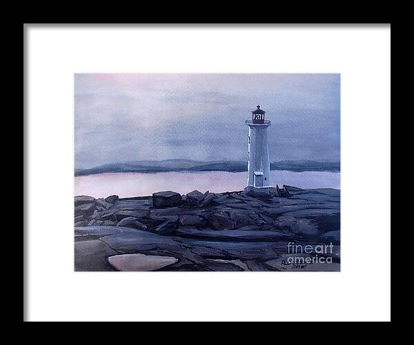 Peggys Cove Art Framed Print featuring the painting Peggy's Cove Lighthouse by Pat Davidson