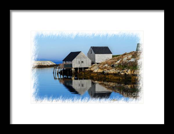 Peggys Cove Framed Print featuring the photograph Peggys Cove marina with fishing houses by Dan Friend