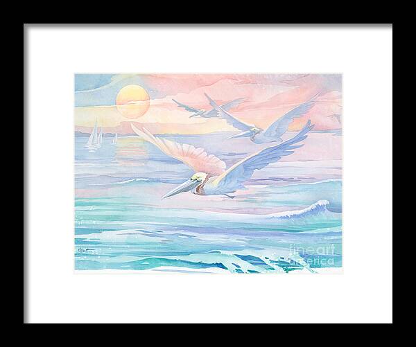 Pelican Framed Print featuring the painting Pelican Flight by Paul Brent