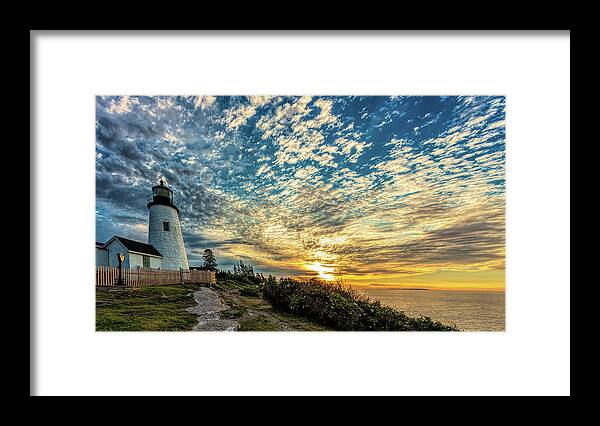 Pemaquid Point Lighthouse Framed Print featuring the photograph Pemaquid Point Lighthouse at Daybreak by David Smith