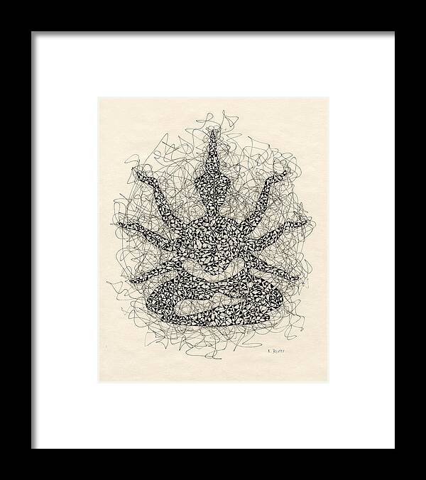 Buddha Framed Print featuring the drawing Pen and Ink Drawing Buddha by Karla Beatty