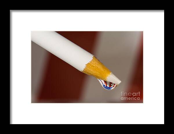 Pencil Framed Print featuring the photograph Pencil Flag Drop by Alissa Beth Photography