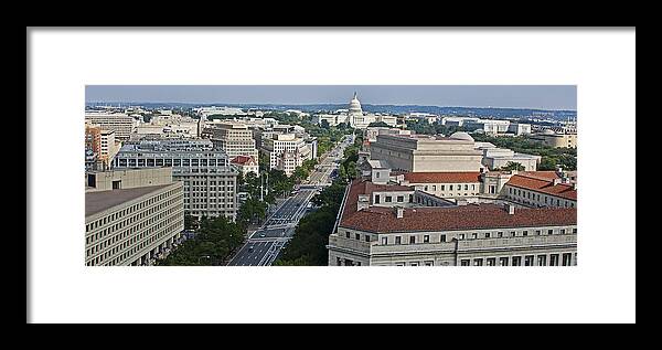 Aerial Framed Print featuring the photograph Pennsylvania Avenue - Washington DC by Brendan Reals