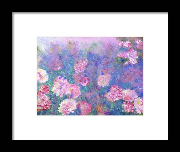 Peonies Framed Print featuring the painting Peonies by Claire Bull