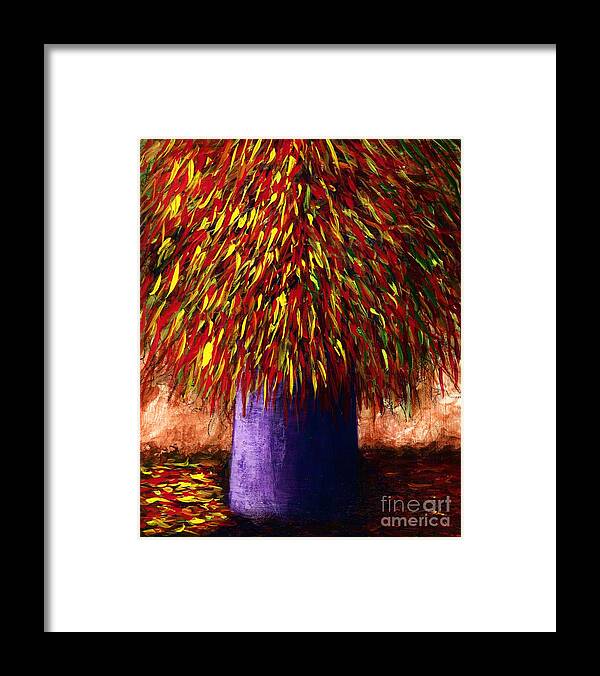 #peppers #plants #chiles #southwest #2d #artist #beautiful #colorful #fineart #followart #iloveart #interiordesign #luxuryart #mood #nature #newartwork #painting Framed Print featuring the painting Peppered by Allison Constantino