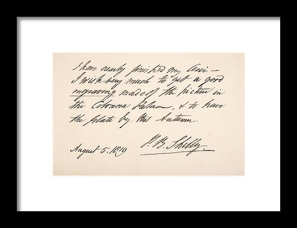 Bysshe Framed Print featuring the drawing Percy Bysshe Shelley, 1792 by Vintage Design Pics