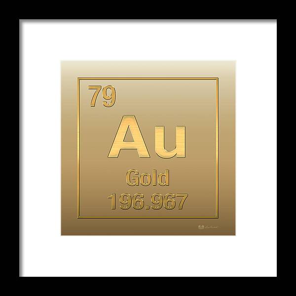 'the Elements' Collection By Serge Averbukh Framed Print featuring the digital art Periodic Table of Elements - Gold - Au - Gold on Gold by Serge Averbukh