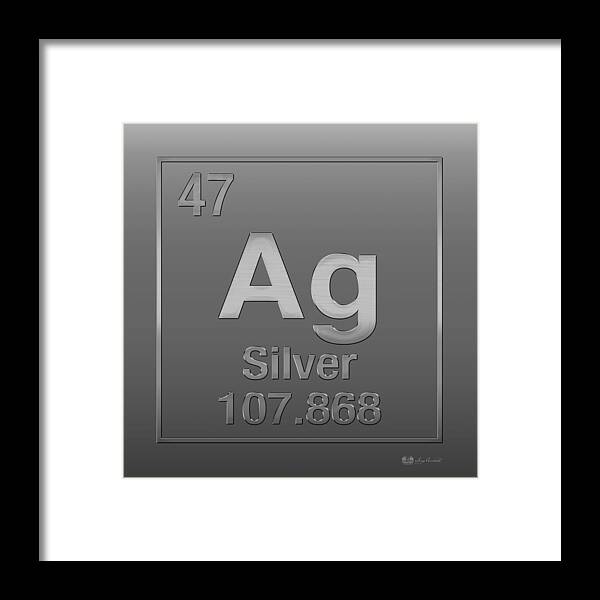 'the Elements' Collection By Serge Averbukh Framed Print featuring the digital art Periodic Table of Elements - Silver - Ag - Silver on Silver by Serge Averbukh